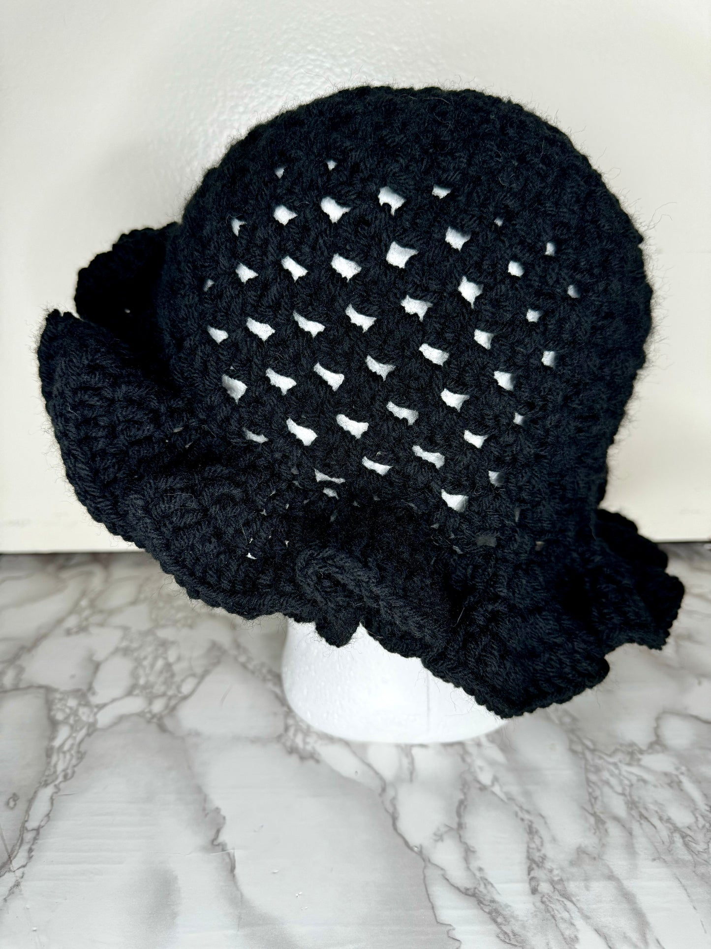 Black Ruffle Bucket Hat