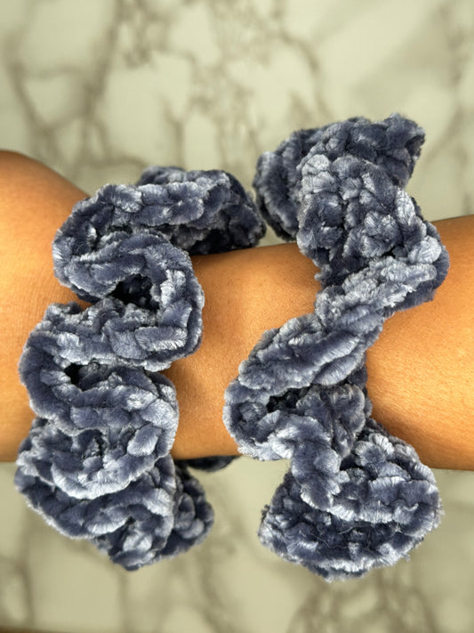 Indigo Velvet Scrunchies