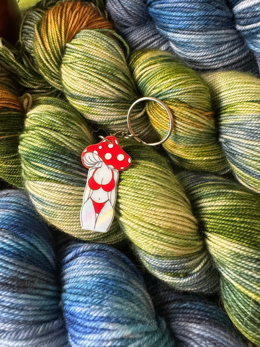 Red Mushroom Girl Keychain